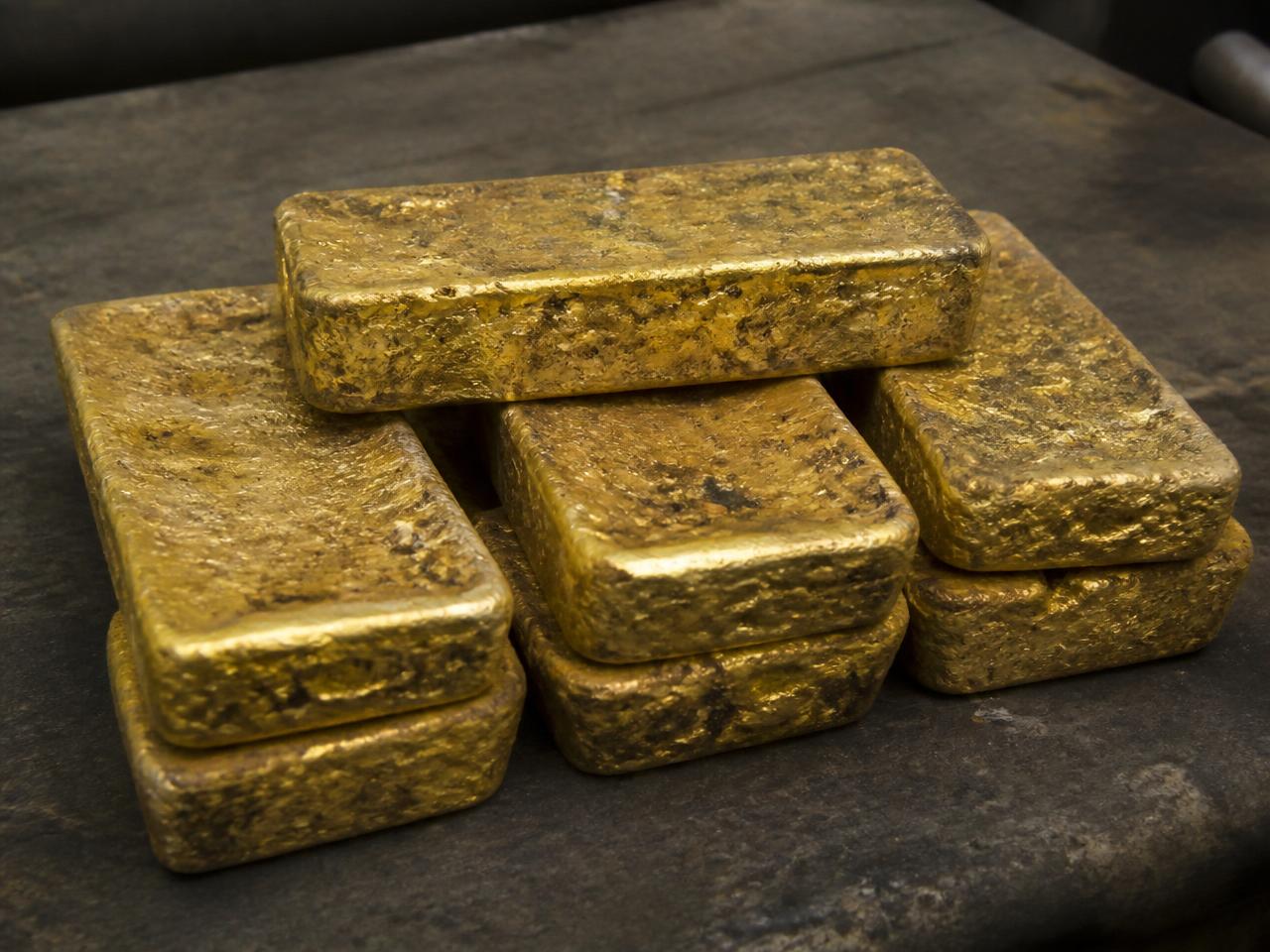 Unrefined gold doré bars